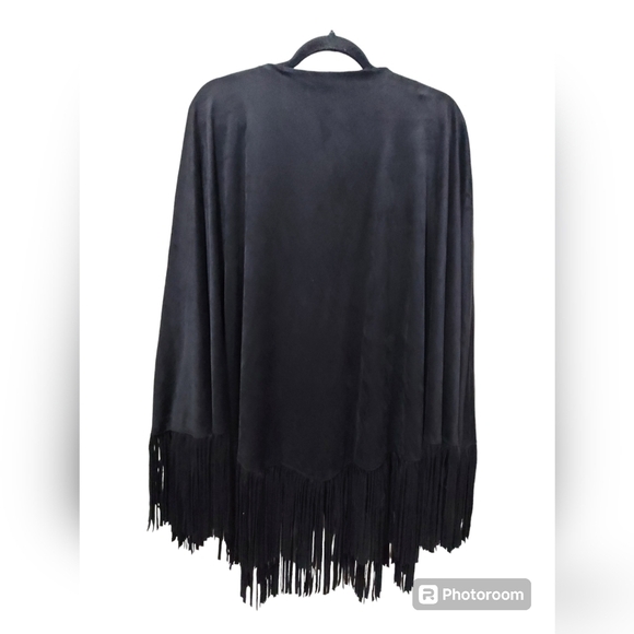 Marc Bouwer One Size Fringed Poncho Shawl Coastal Cowgirl Western Boho - Picture 2 of 6